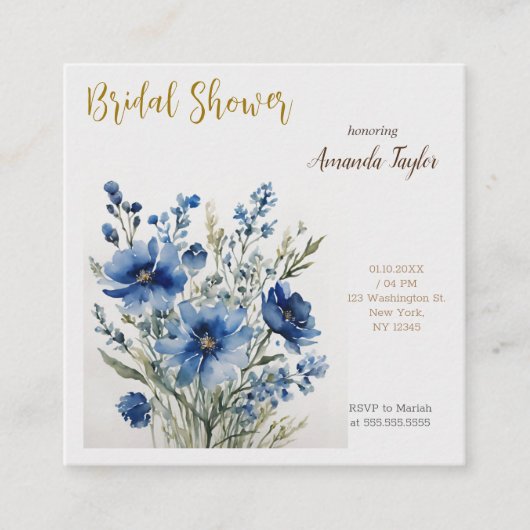 Carte D'accompagnement Bouquet de Fleurs Élégant Shower de Mariage à l'Aq (Devant)