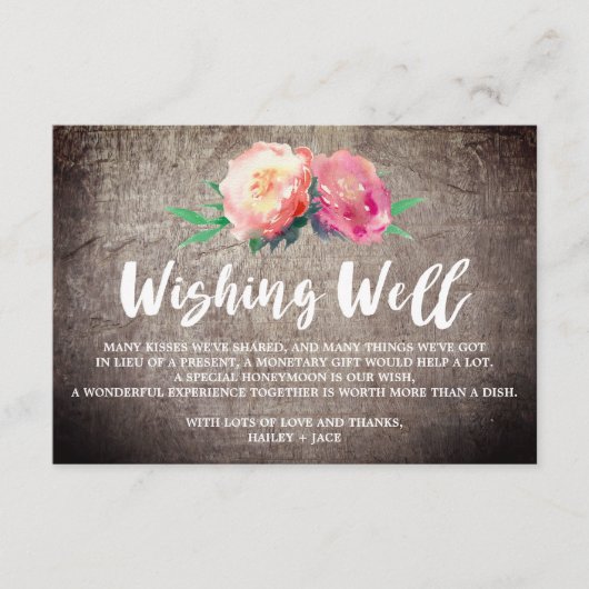 Carte D'accompagnement Bouquet de fleurs rustiques Mariage Wishing well (Devant)