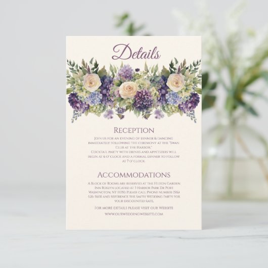 Carte D'accompagnement Bouquet de fleurs violettes d'aquarelle Mariage (Debout devant)