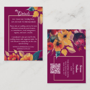 Carte D'accompagnement Bouquet de luxe Détails du Mariage Boîtier Code QR