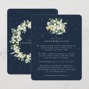 Carte D'accompagnement Bouquet de mariage Navy Snowberry + Eucalyptus
