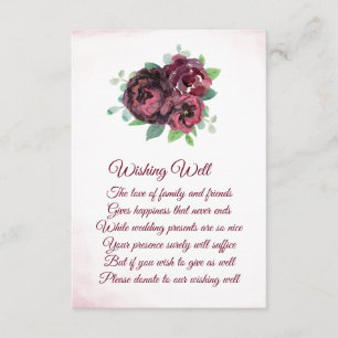 Carte D'accompagnement Bouquet de rose de Bourgogne Mariage de souhaits