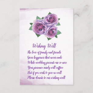 Carte D'accompagnement Bouquet de rose violet Mariage de souhaits de cart