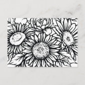 Carte D'accompagnement Bouquet de tournesol noir et blanc Boho (Dos)