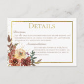 Carte D'accompagnement Bouquet floral automne avec Mariage or Détails (Devant)