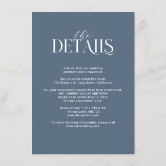 Carte D'accompagnement Bouquet floral bleu marine et rose vif Détails