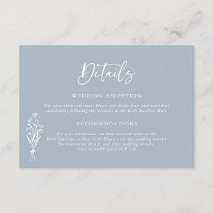 Carte D'accompagnement Bouquet minimaliste Dusty Blue Détails du Mariage