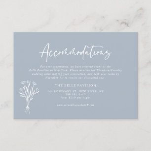 Carte D'accompagnement Bouquet minimaliste Dusty Blue Hébergements