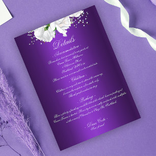 Carte D'accompagnement Bouquet nuptial blanc Mariage pourpre