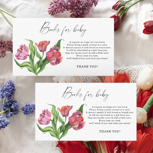 Carte D'accompagnement Bouquet rouge fleurs livres élégants pour bébé