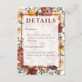 Carte D'accompagnement Bouquets d'aquarelle d'automne Détails du Mariage (Devant)