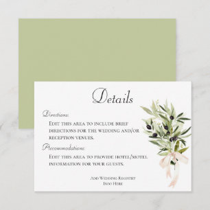 Carte D'accompagnement Bouquets d'olivier Détails du Mariage