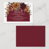 Carte D'accompagnement Bourgogne Brûlé Orange Rust Floral Détails Mariage (Devant / Derrière)