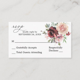 Carte D'accompagnement Bourgogne budgétaire & Rose 5 Floral 2SM Sans repa