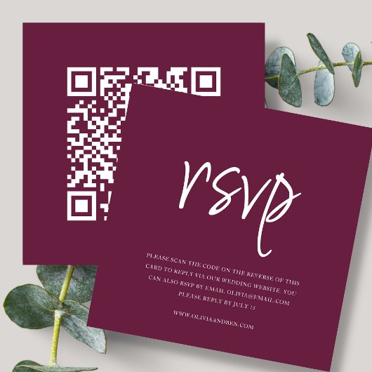 Carte D'accompagnement Bourgogne | Code QR | RSVP de mariage