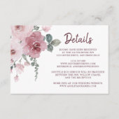 Carte D'accompagnement Bourgogne Dusty Rose Floral Détails du Mariage (Devant)