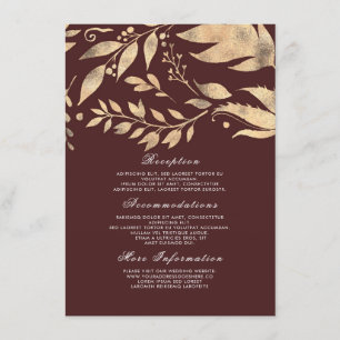 Carte D'accompagnement Bourgogne et Gold Information du Mariage de automn