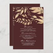 Carte D'accompagnement Bourgogne et Gold Information du Mariage de automn (Devant / Derrière)