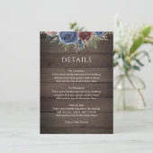 Carte D'accompagnement Bourgogne et marine Blush Floral Rustic Wood Maria (Debout devant)
