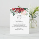 Carte D'accompagnement Bourgogne et rose pâle Information du Mariage Invi (Debout devant)