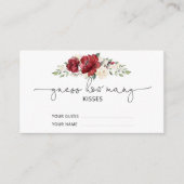 Carte D'accompagnement Bourgogne floral devinez combien de baisers jeu nu (Devant)