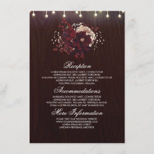 Carte D'accompagnement Bourgogne Floral Rustic Mariage Information Invité