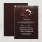 Carte D'accompagnement Bourgogne Floral Rustic Mariage Information Invité (Devant / Derrière)