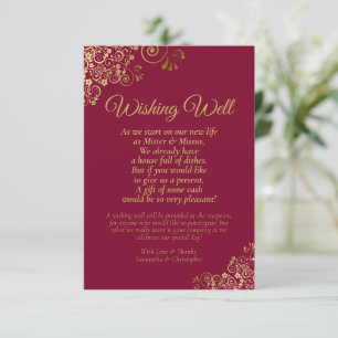 Carte D'accompagnement Bourgogne Maroon & Gold Mariage Wishing Poem