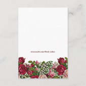 Carte D'accompagnement Bourgogne Rouge Russe Rose Mariage campagnard Garl (Dos)