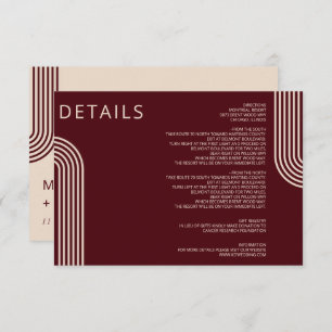 Carte D'accompagnement Bourgogne Rustique Boho Aronné Mariage moderne