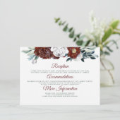 Carte D'accompagnement Bourgogne Turquoise et Blanc Mariage Information I (Debout devant)