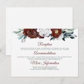 Carte D'accompagnement Bourgogne Turquoise et Blanc Mariage Information I (Devant / Derrière)