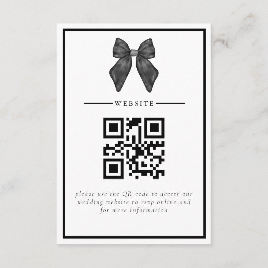 Carte D'accompagnement Bow classique noir et blanc Mariage (Devant)