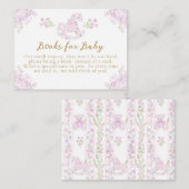 Carte D'accompagnement Bow Floral Teddy Bear Toile Girl Douche Books (Devant / Derrière)