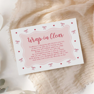 Carte D'accompagnement Bow Hearts Valentine Baby Shower Wrap In Clear