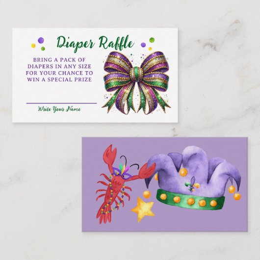 Carte D'accompagnement Bow Mardi Gras Diaper Raffle Request (Devant / Derrière)