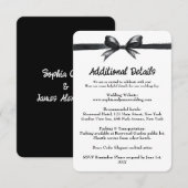 Carte D'accompagnement Bow noir et blanc | Mariage élégant | Monochrome (Devant / Derrière)