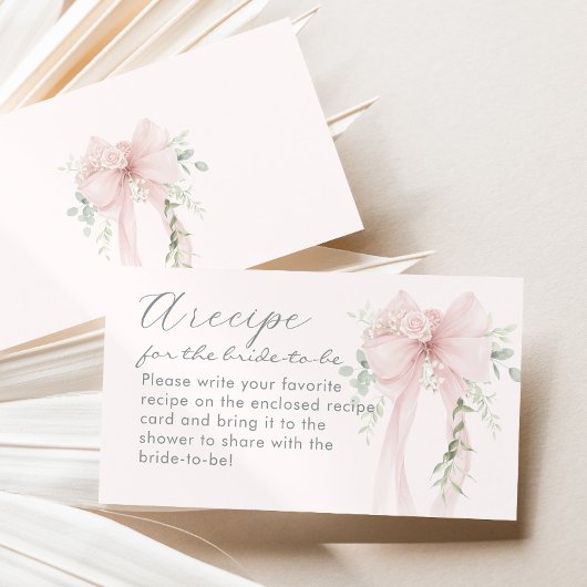 Carte D'accompagnement Bow Recipe for the bride Coquette Aesthetic