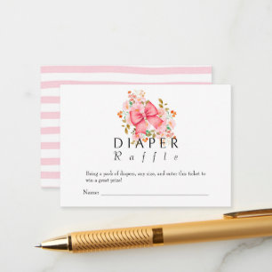 Carte D'accompagnement Bow rose baby shower d'aquarelle florale