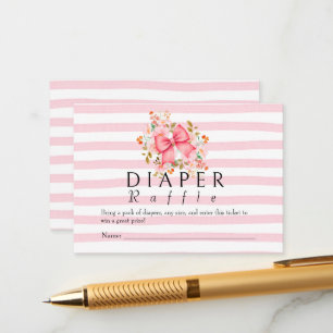 Carte D'accompagnement Bow rose baby shower d'aquarelle florale