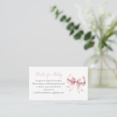 Carte D'accompagnement Bow rose Elegant Blush Baby showers Livres pour bé (Debout devant)