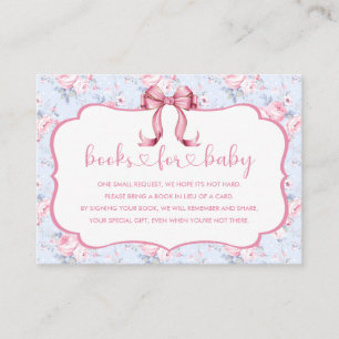 Carte D'accompagnement Bow rose Girl Baby shower Livres pour bébé