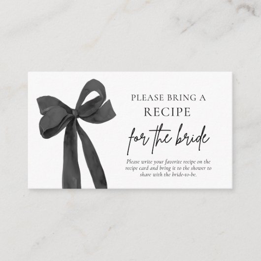 Carte D'accompagnement Bow Rose Noir Moderne S'Il Vous Plaît Apporter Une (Devant)