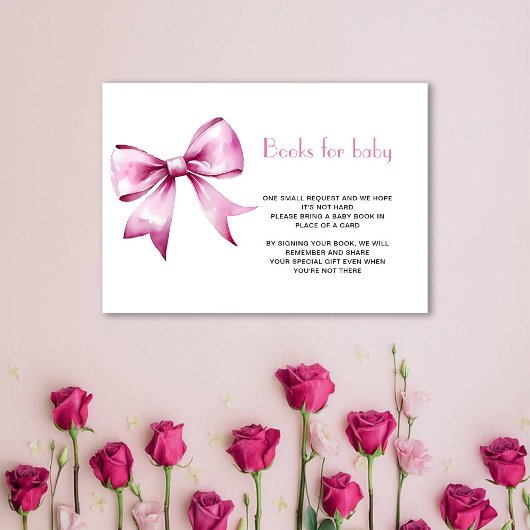 Carte D'accompagnement Bow rose Ribbon Books pour bébé