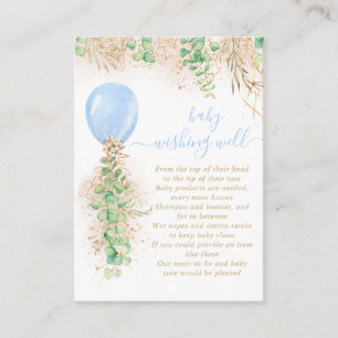 Carte D'accompagnement Boy Balloon vert désir bien Baby shower