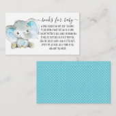 Carte D'accompagnement Boy Book Demande de Baby shower Eléphant mignon (Devant / Derrière)