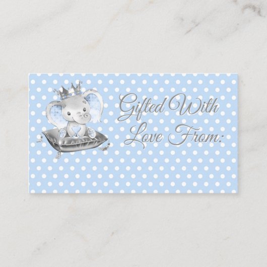 Carte D'accompagnement Boy Elephant Prince Affichage douche (Dos)