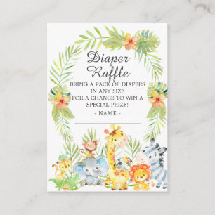 Carte D'accompagnement Boy Jungle Animaux Baby shower Déchets Raffle