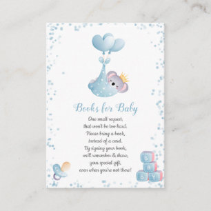 Carte D'accompagnement Boy Koala Bear Livres Bleus pour Baby shower