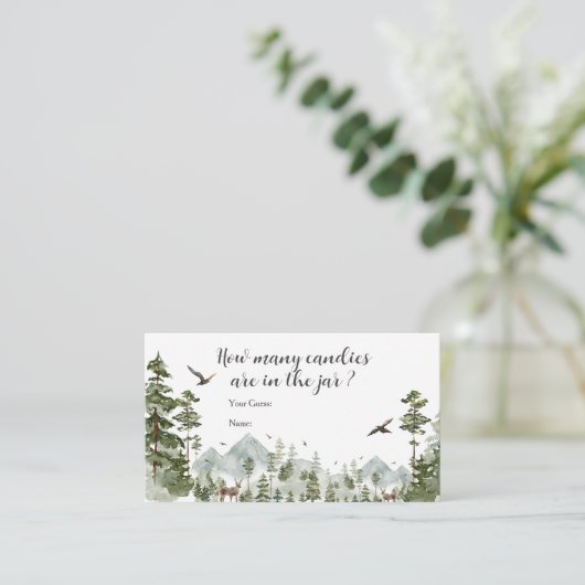 Carte D'accompagnement Boy Pine Tree Forest Mountain Combien de bonbons (Debout devant)